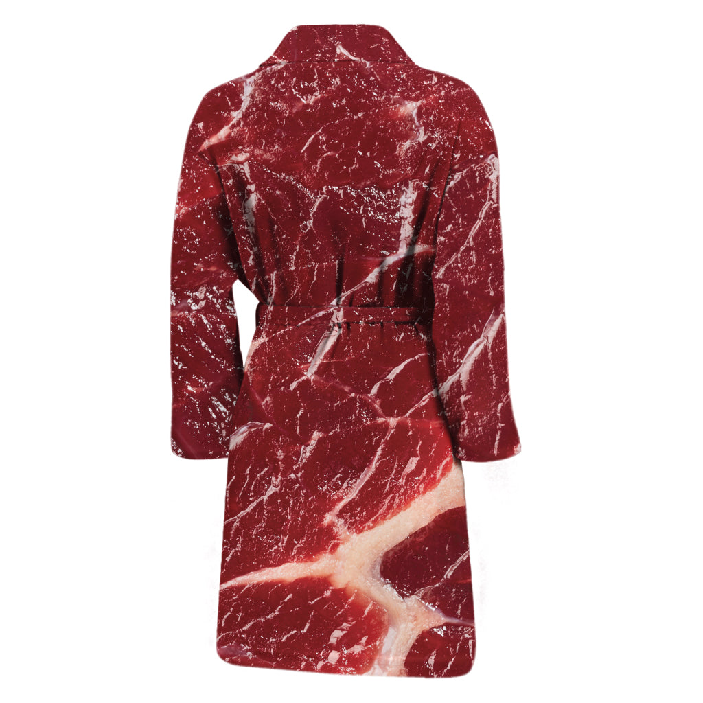 Red Meat Print Men's Bathrobe