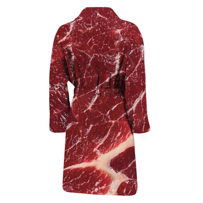 Red Meat Print Men's Bathrobe
