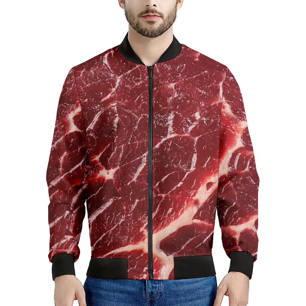 Red Meat Print Men's Bomber Jacket