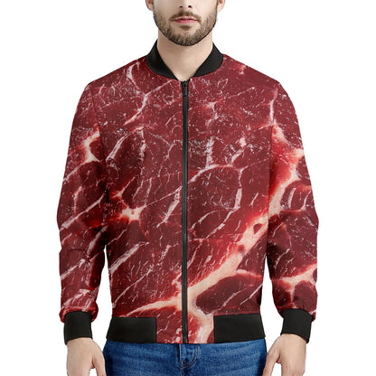 Red Meat Print Men's Bomber Jacket