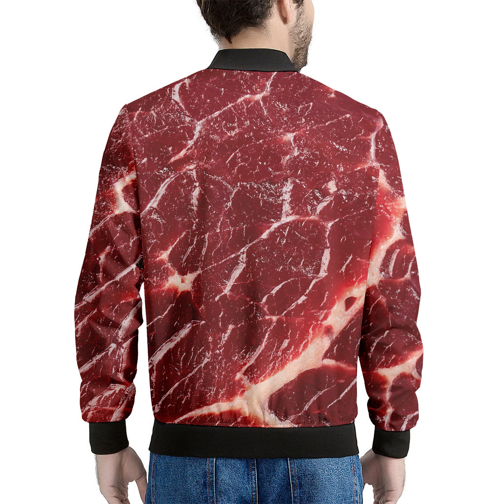 Red Meat Print Men's Bomber Jacket