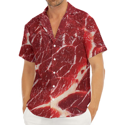 Red Meat Print Men's Deep V-Neck Shirt