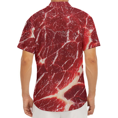 Red Meat Print Men's Deep V-Neck Shirt