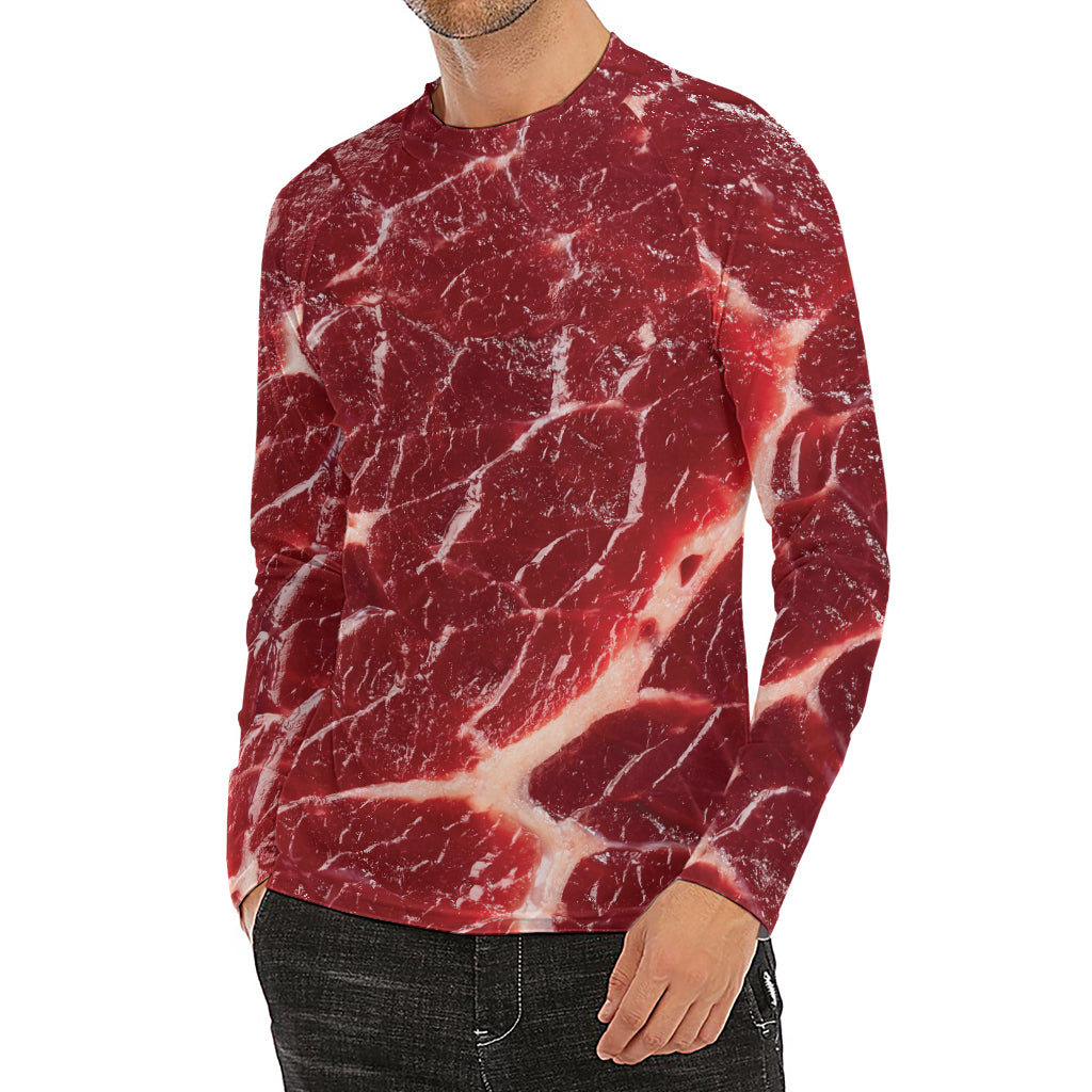 Red Meat Print Men's Long Sleeve Rash Guard