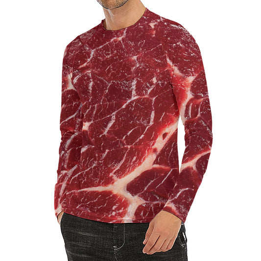 Red Meat Print Men's Long Sleeve Rash Guard