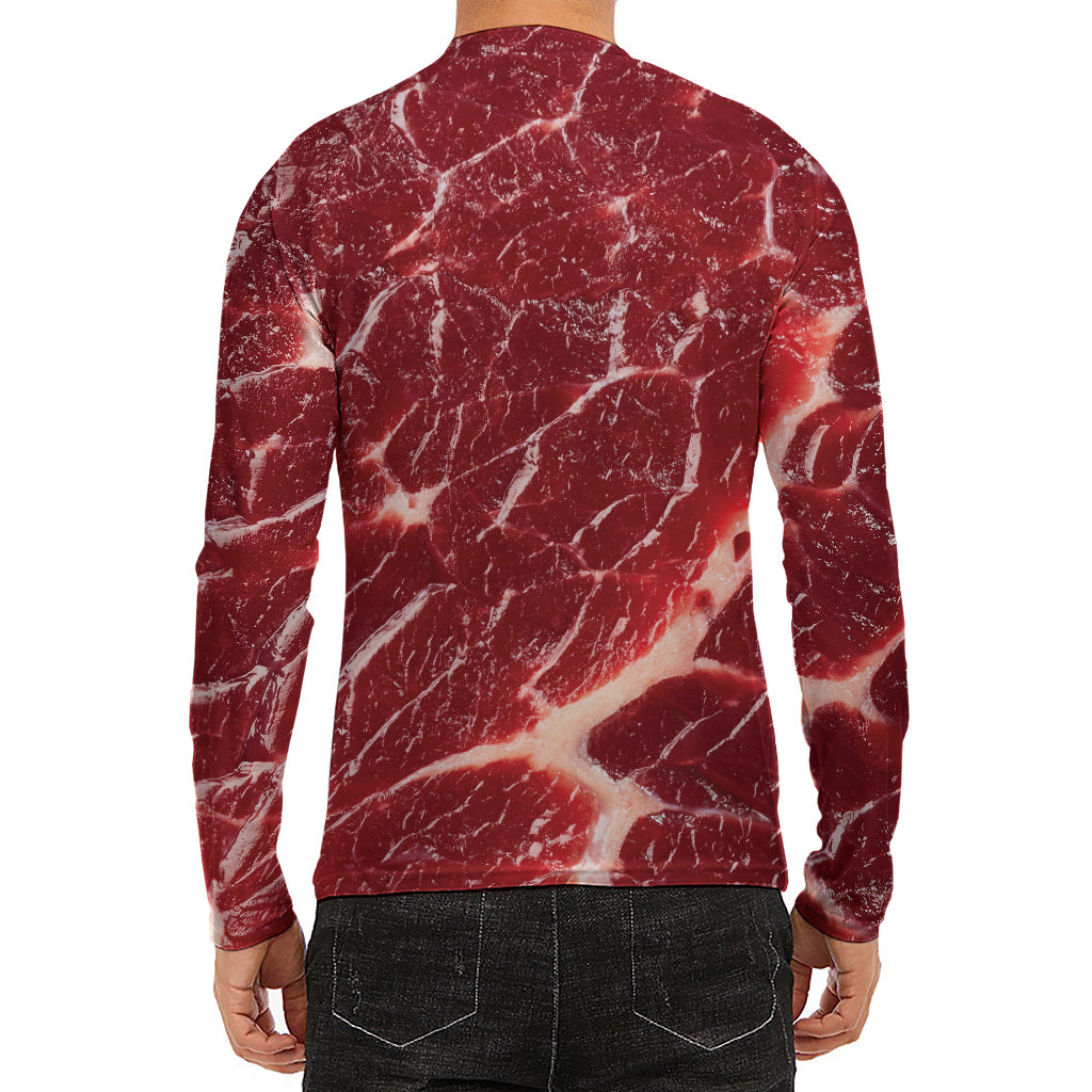 Red Meat Print Men's Long Sleeve Rash Guard