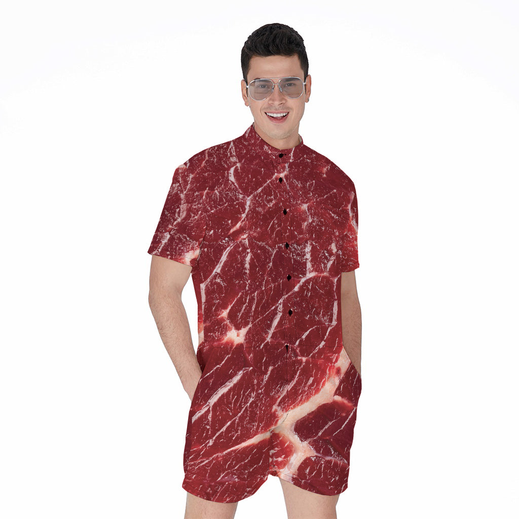 Red Meat Print Men's Rompers
