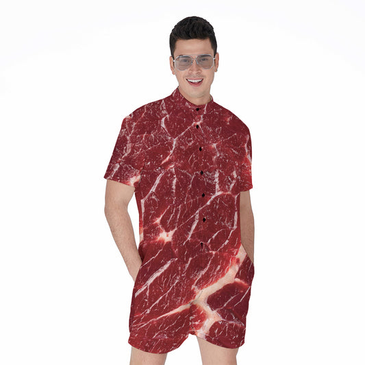 Red Meat Print Men's Rompers