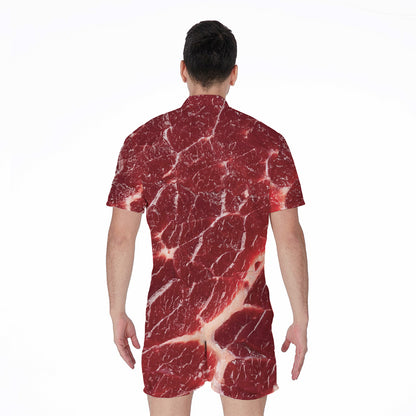 Red Meat Print Men's Rompers