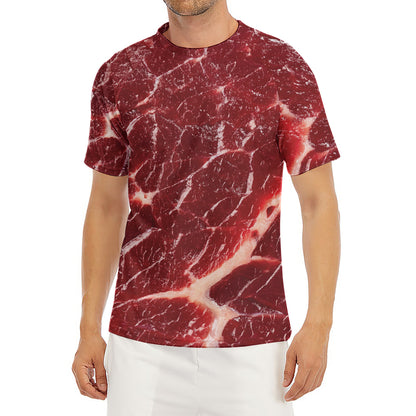 Red Meat Print Men's Short Sleeve Rash Guard