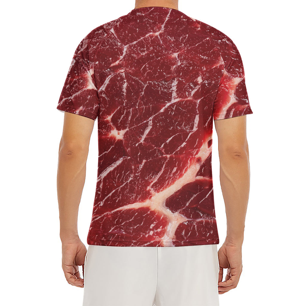 Red Meat Print Men's Short Sleeve Rash Guard