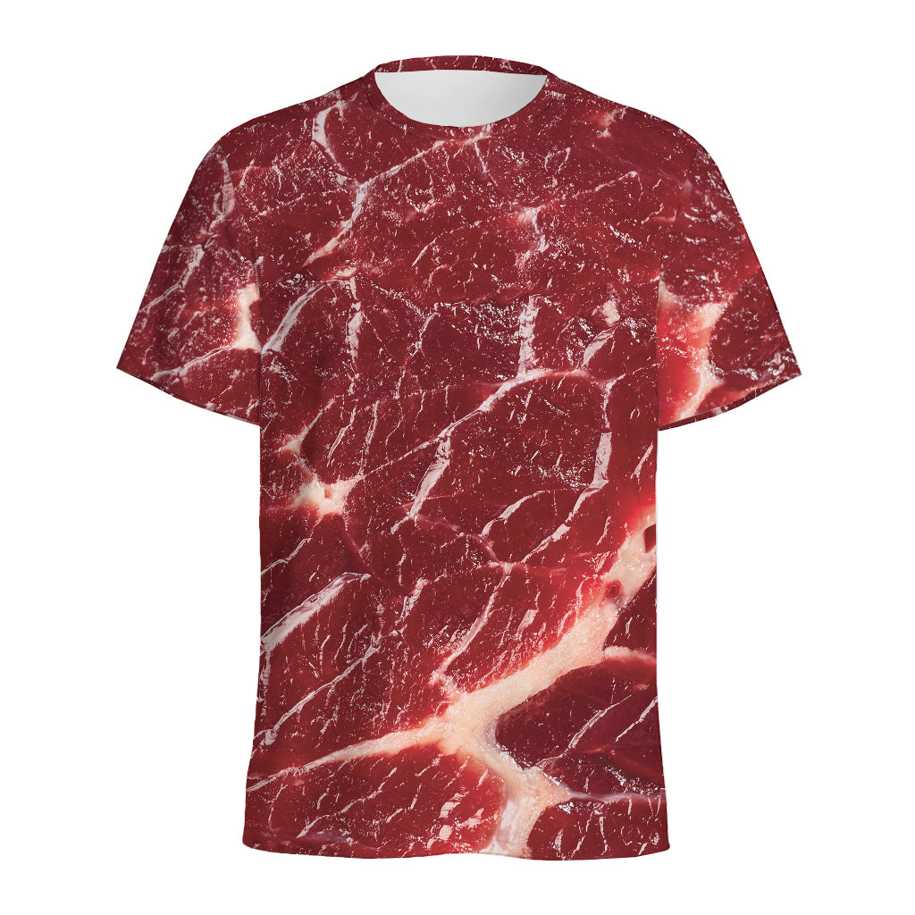 Red Meat Print Men's Sports T-Shirt