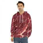 Red Meat Print Men's Velvet Pullover Hoodie