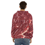 Red Meat Print Men's Velvet Pullover Hoodie