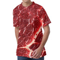 Red Meat Print Men's Velvet T-Shirt