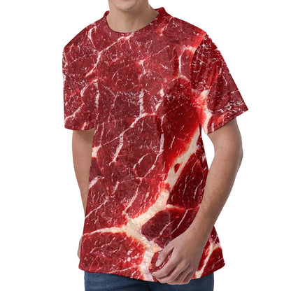 Red Meat Print Men's Velvet T-Shirt