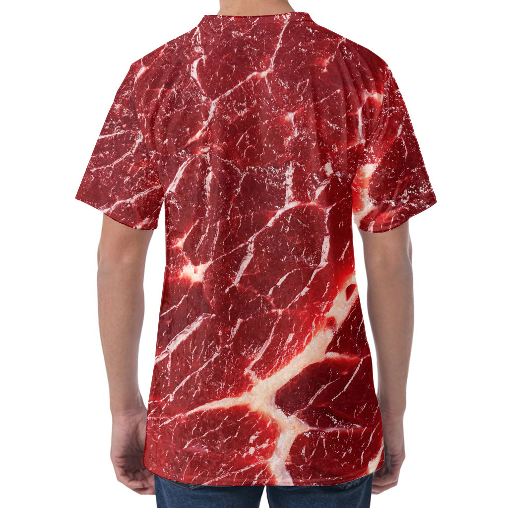 Red Meat Print Men's Velvet T-Shirt