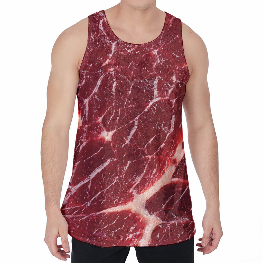 Red Meat Print Men's Velvet Tank Top