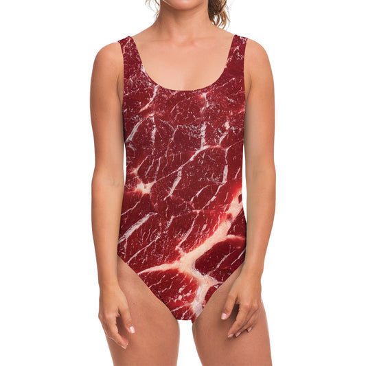 Red Meat Print One Piece Swimsuit
