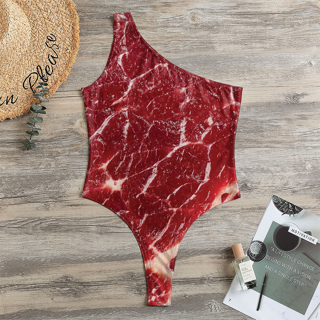 Red Meat Print One Shoulder Bodysuit
