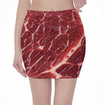 Red Meat Print Pencil Mini Skirt