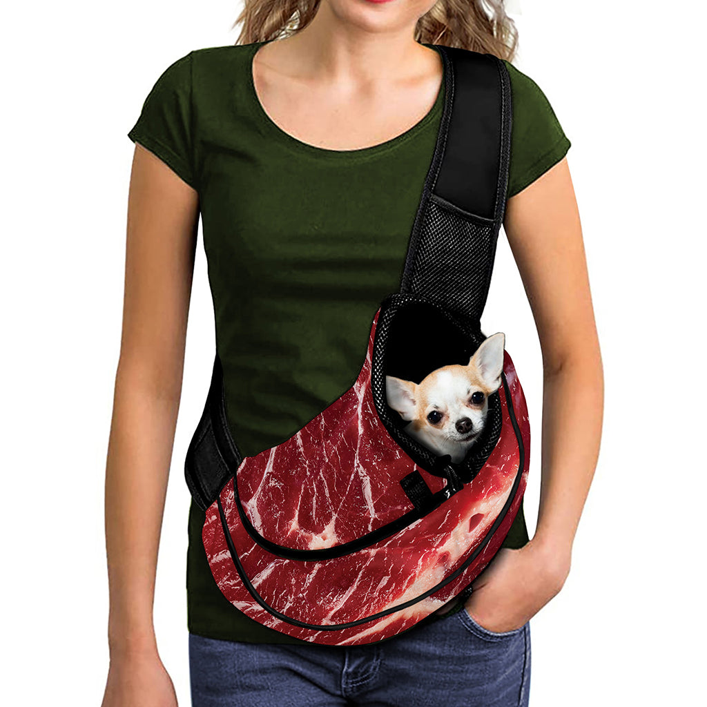 Red Meat Print Pet Sling Carrier