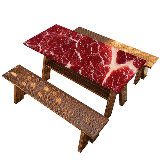 Red Meat Print Picnic Table Cover