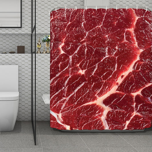 Red Meat Print Polyester Shower Curtain