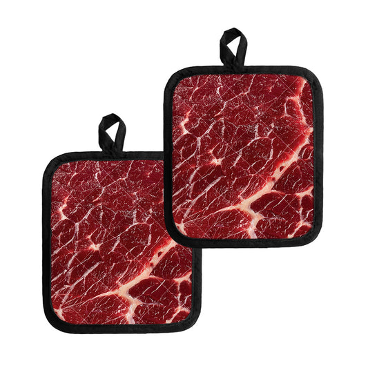 Red Meat Print Pot Holders
