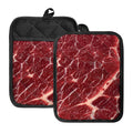 Red Meat Print Pot Holders With Pocket