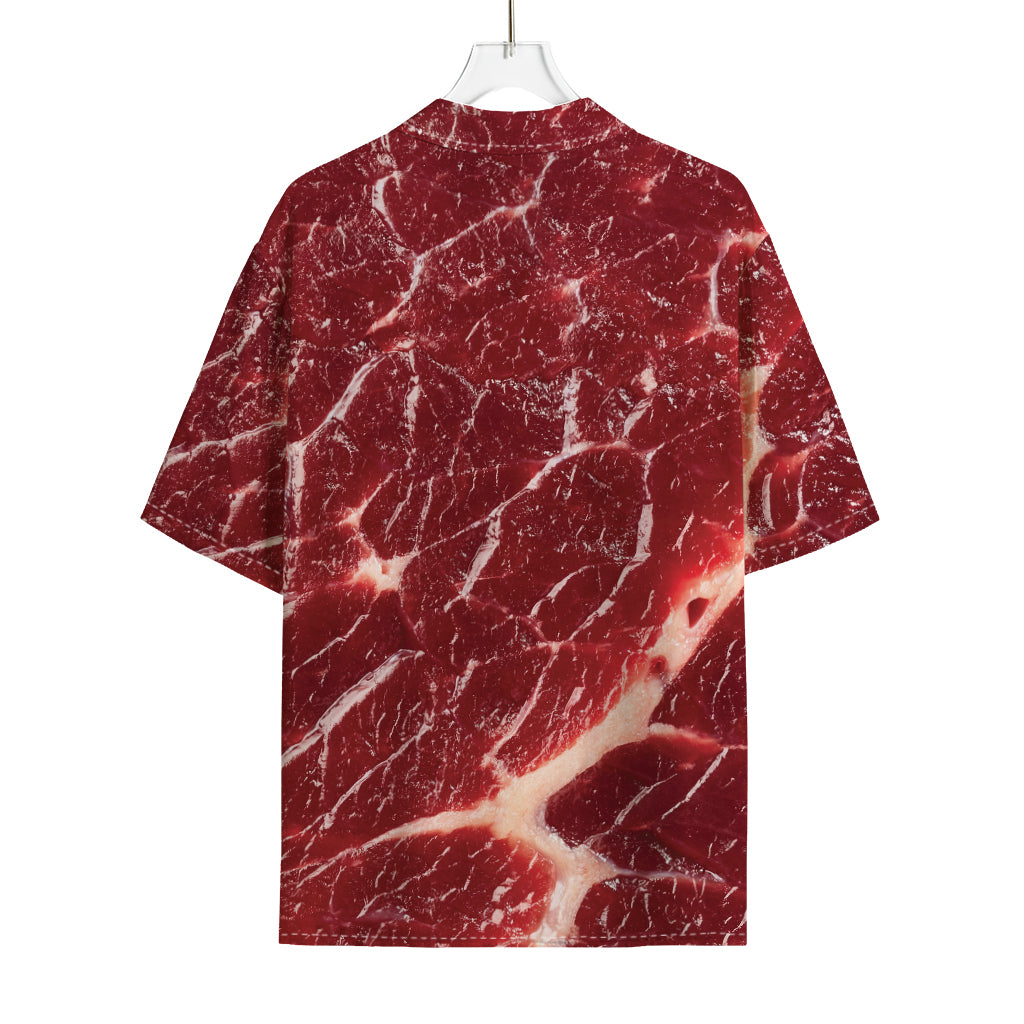 Red Meat Print Rayon Hawaiian Shirt