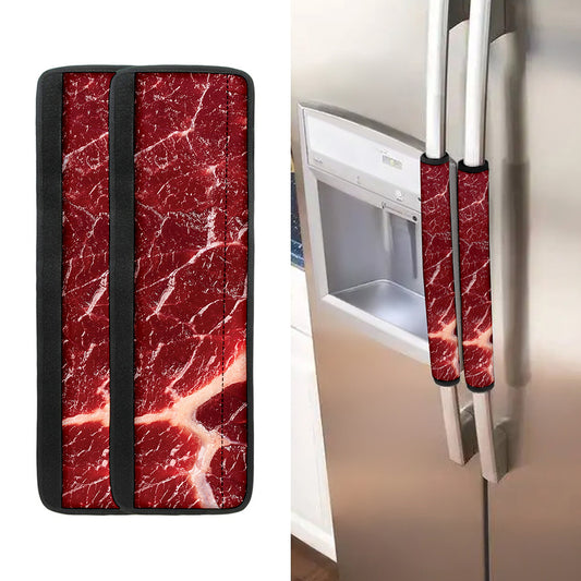 Red Meat Print Refrigerator Handle Covers