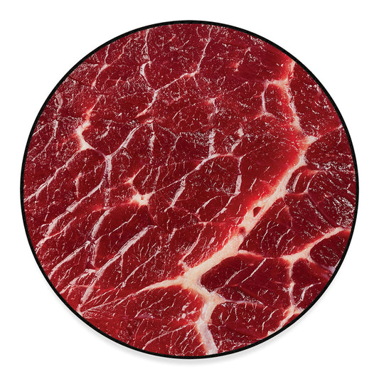 Red Meat Print Round Floor Mat