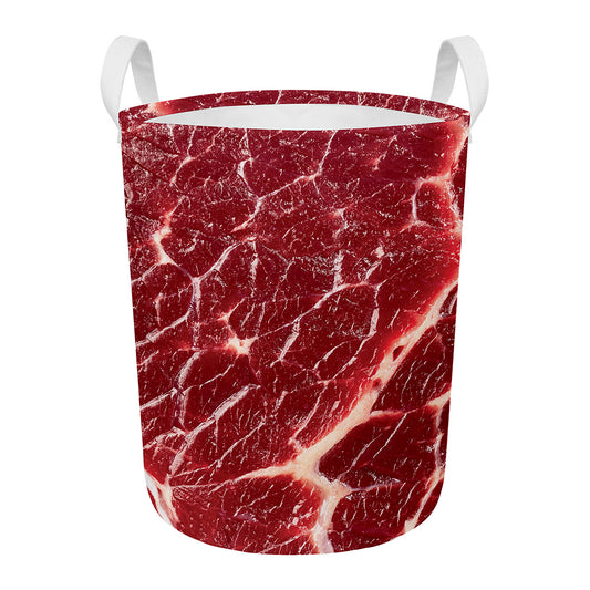 Red Meat Print Round Laundry Basket