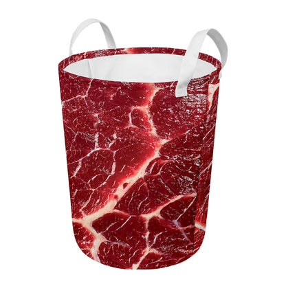 Red Meat Print Round Laundry Basket