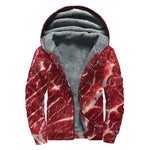 Red Meat Print Sherpa Lined Zip Up Hoodie