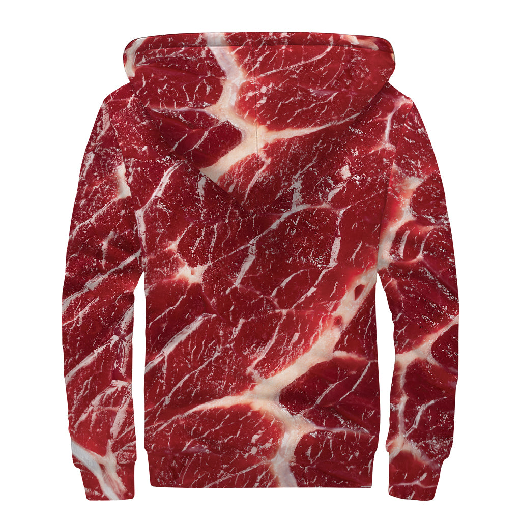 Red Meat Print Sherpa Lined Zip Up Hoodie