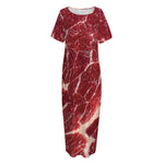 Red Meat Print Short Sleeve Long Nightdress