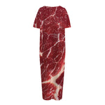 Red Meat Print Short Sleeve Long Nightdress