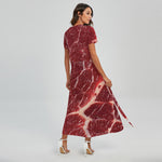 Red Meat Print Short Sleeve Maxi Dress