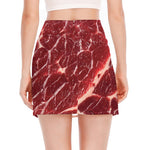Red Meat Print Side Slit Mini Skirt