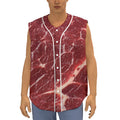 Red Meat Print Sleeveless Baseball Jersey