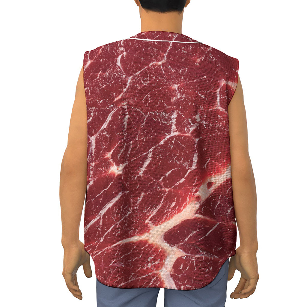 Red Meat Print Sleeveless Baseball Jersey