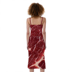 Red Meat Print Slim Fit Midi Cami Dress