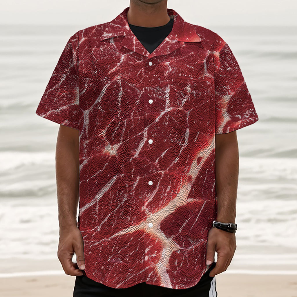 Red Meat Print Textured Short Sleeve Shirt