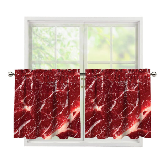 Red Meat Print Tier Curtains