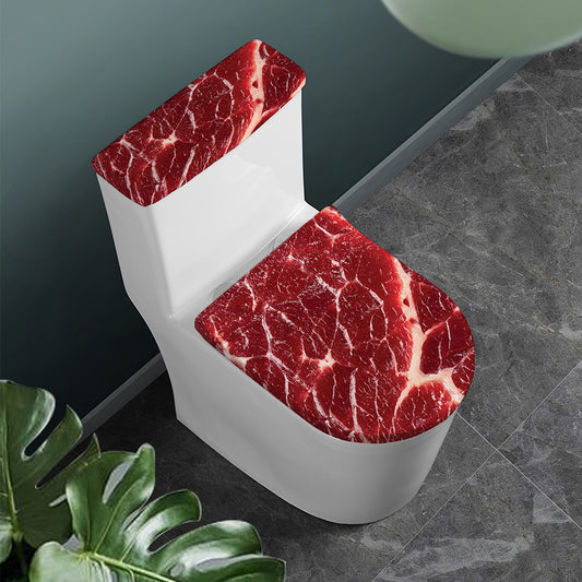 Red Meat Print Toilet Lid And Tank Cover Set