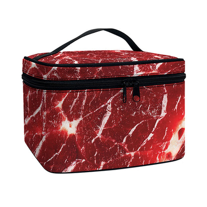 Red Meat Print Travel Makeup Bag