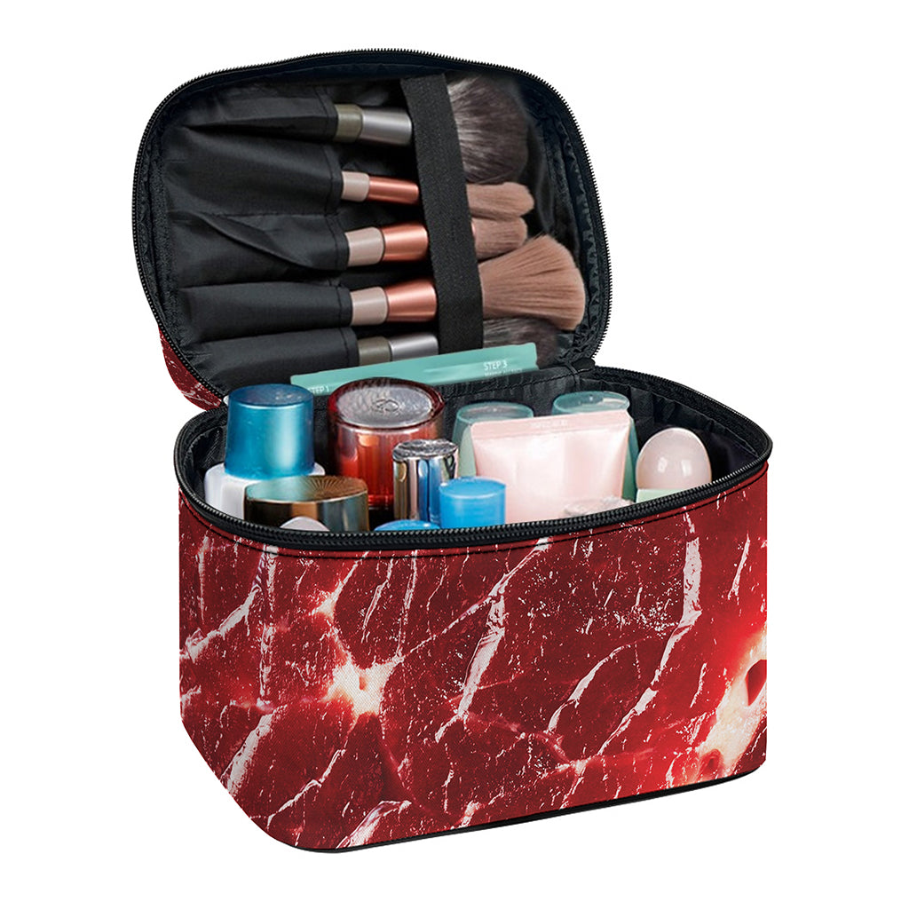 Red Meat Print Travel Makeup Bag
