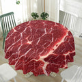 Red Meat Print Waterproof Round Tablecloth